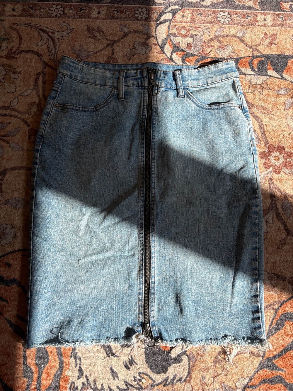 wild fable Light Blue Denim Pencil Skirt with Front Zip